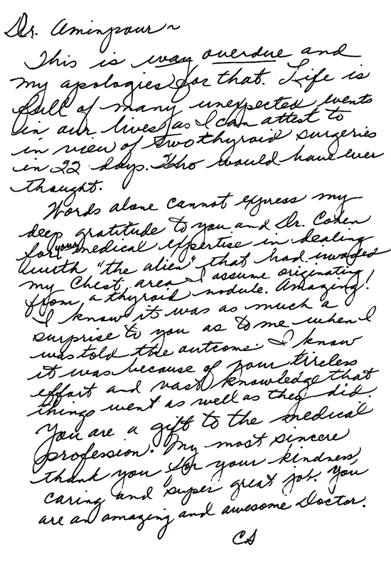 Letter from patient